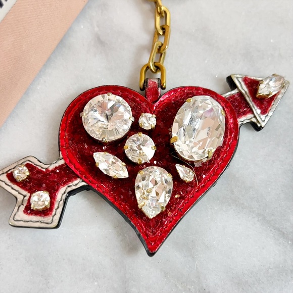 |SOLD| Miu Miu Swarovski Crystal & Glittered Heart Bag Charm - Picture 2 of 3